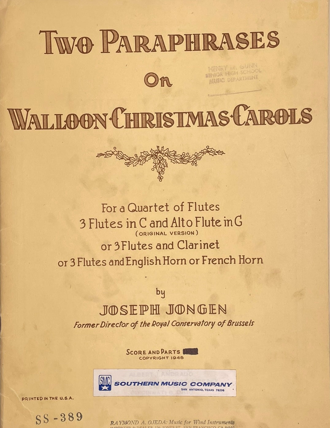 Two Paraphrases on Walloon Christmas Carols by Joseph Jongen