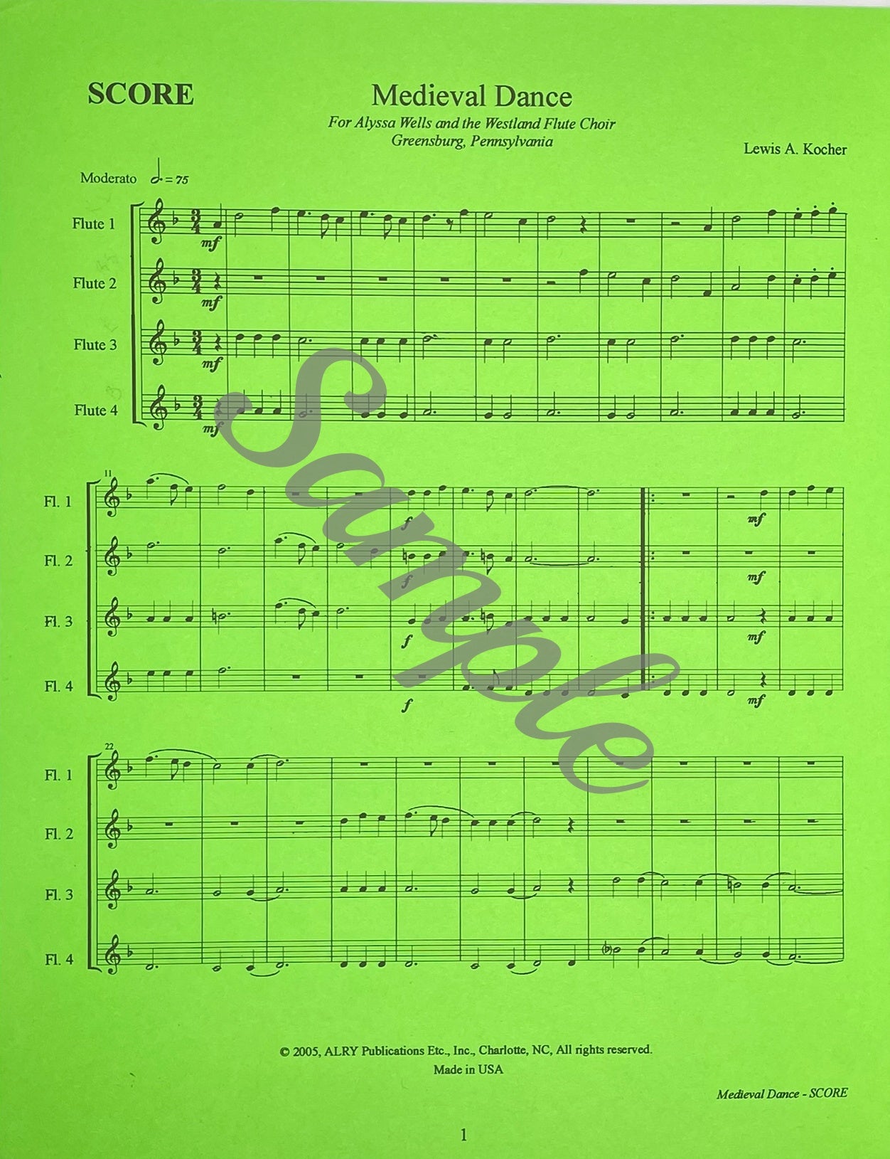 At the Renaissance Faire for Flute Quartet by Lewis A. Kocher