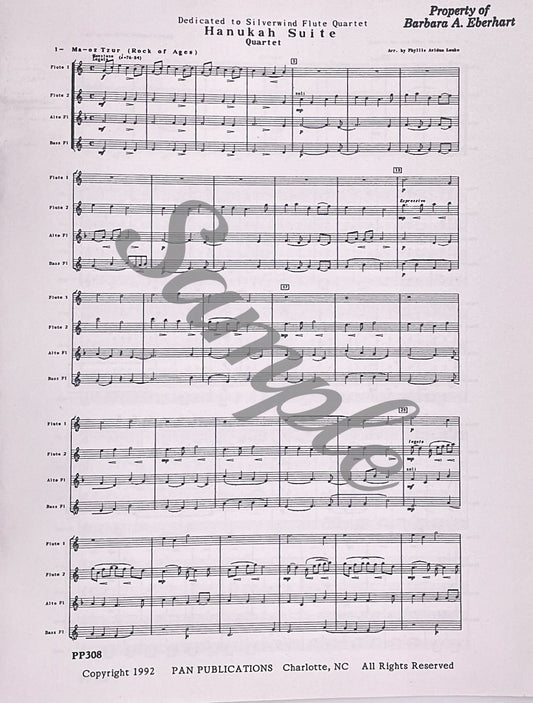 Hanukah Suite Flute Quartet arranged by Phyllis Avidan Louke
