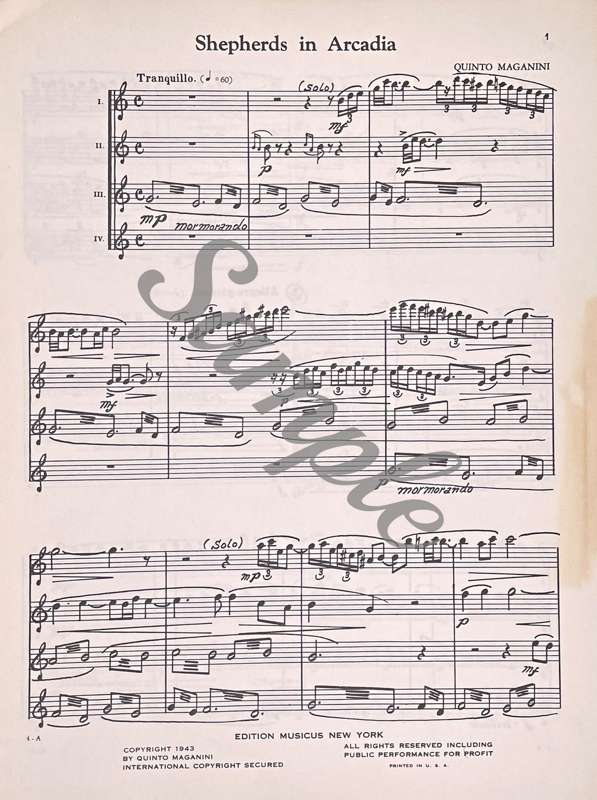 Shepherds in Arcadia Flute Quartet by Maganini