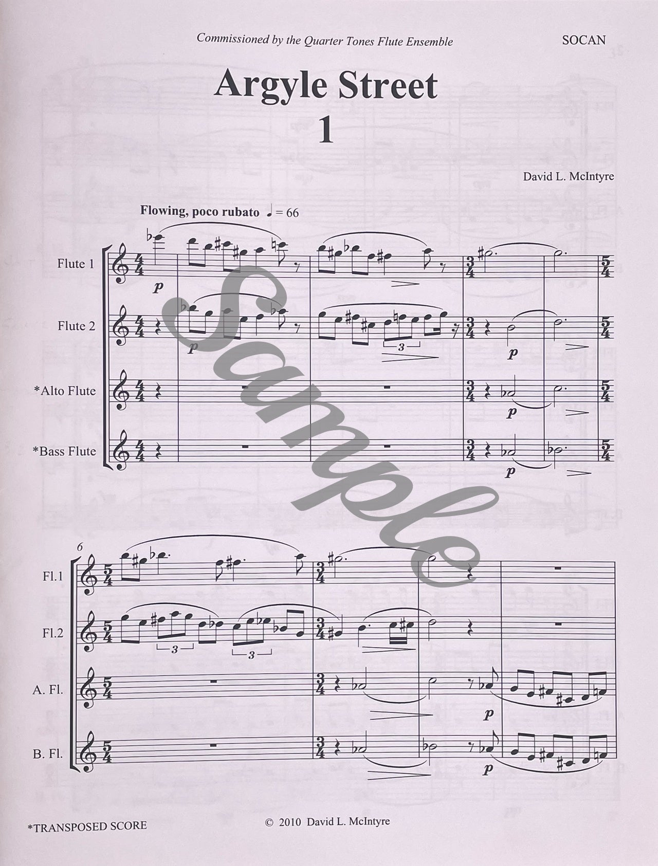 Argyle Street for Flute Quartet by David L. McIntyre