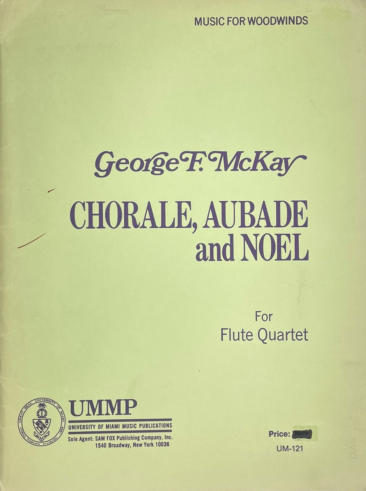 Chorale, Aubade and Noel for Flute Quartet by George Frederick McKay