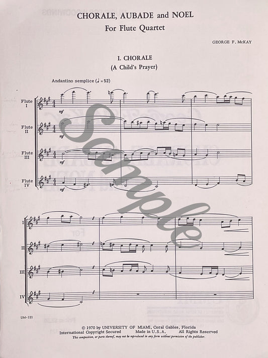 Chorale, Aubade and Noel for Flute Quartet by George Frederick McKay