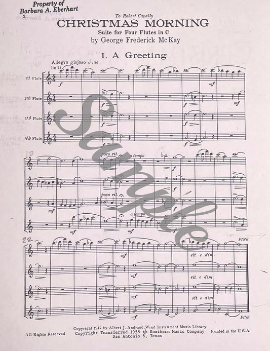 Christmas Morning Suite for Flute Quartet by George Frederick McKay