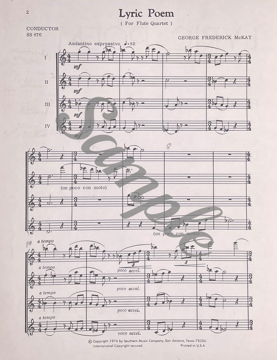 Lyric Poem for Flute Quartet by George Frederick McKay