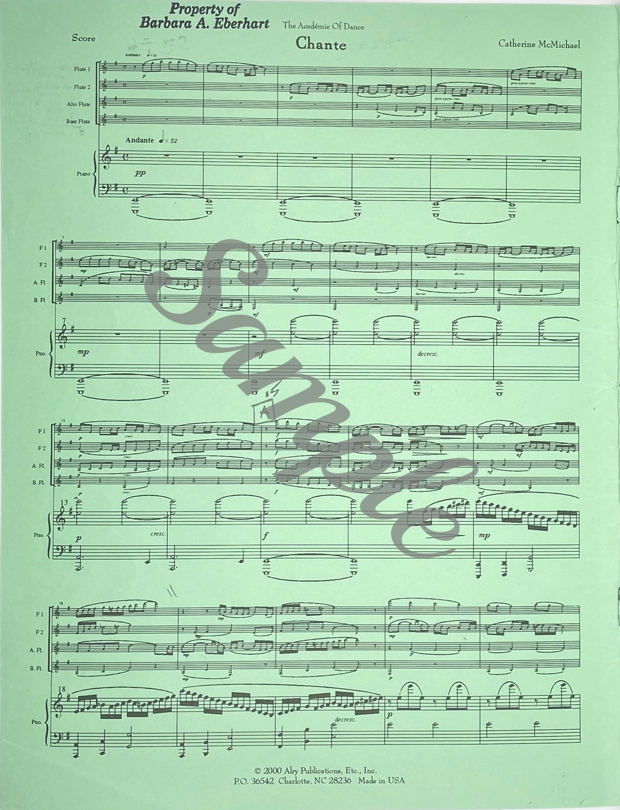 Academie of Dance for Flute Quartet by Catherine McMichael
