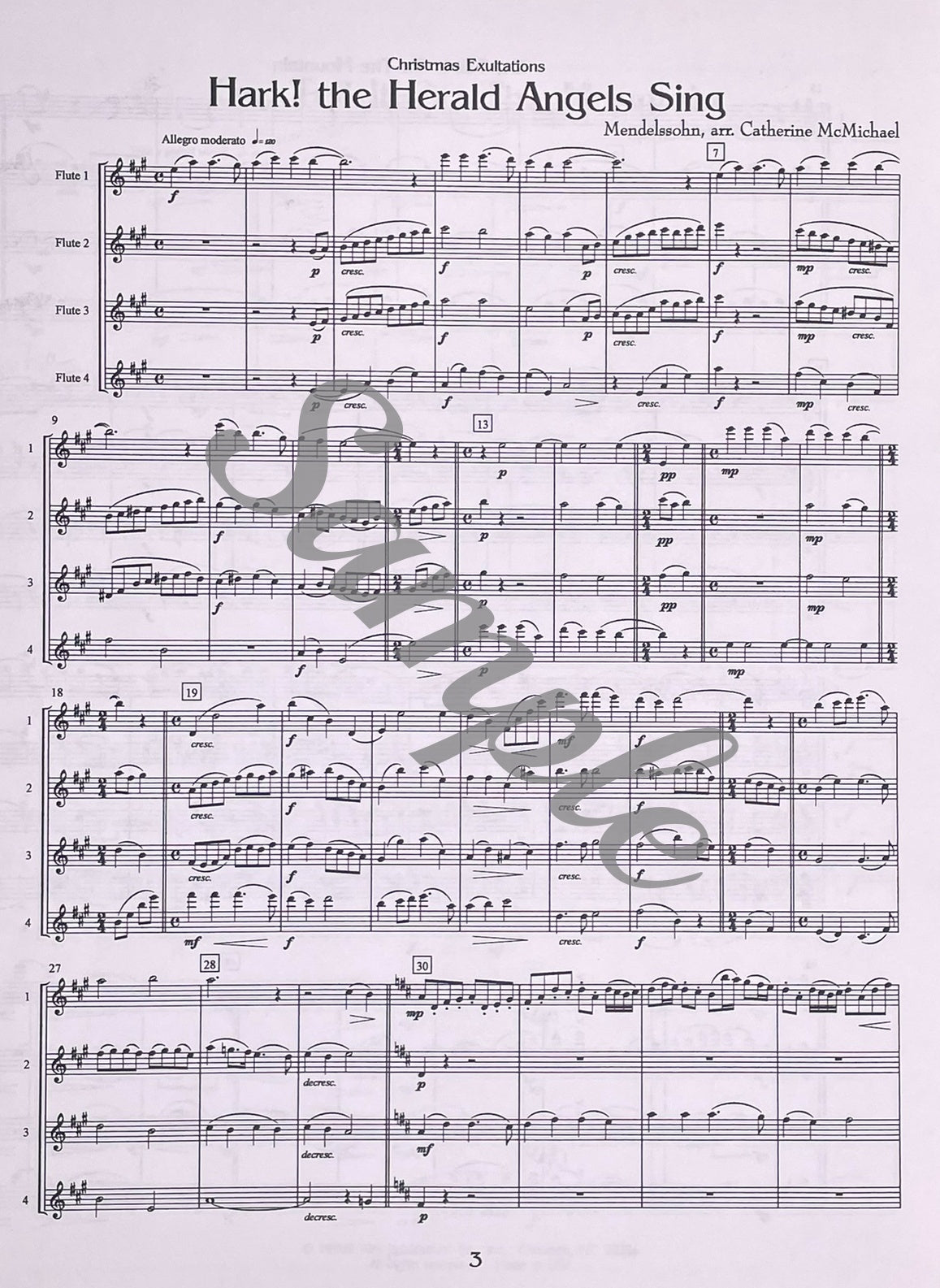 Christmas Exultations for Flute Quartet by Catherine McMichael