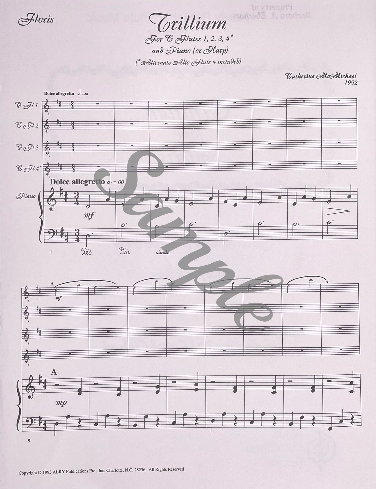Floris for Flute Flute Quartet by Catherine McMichael
