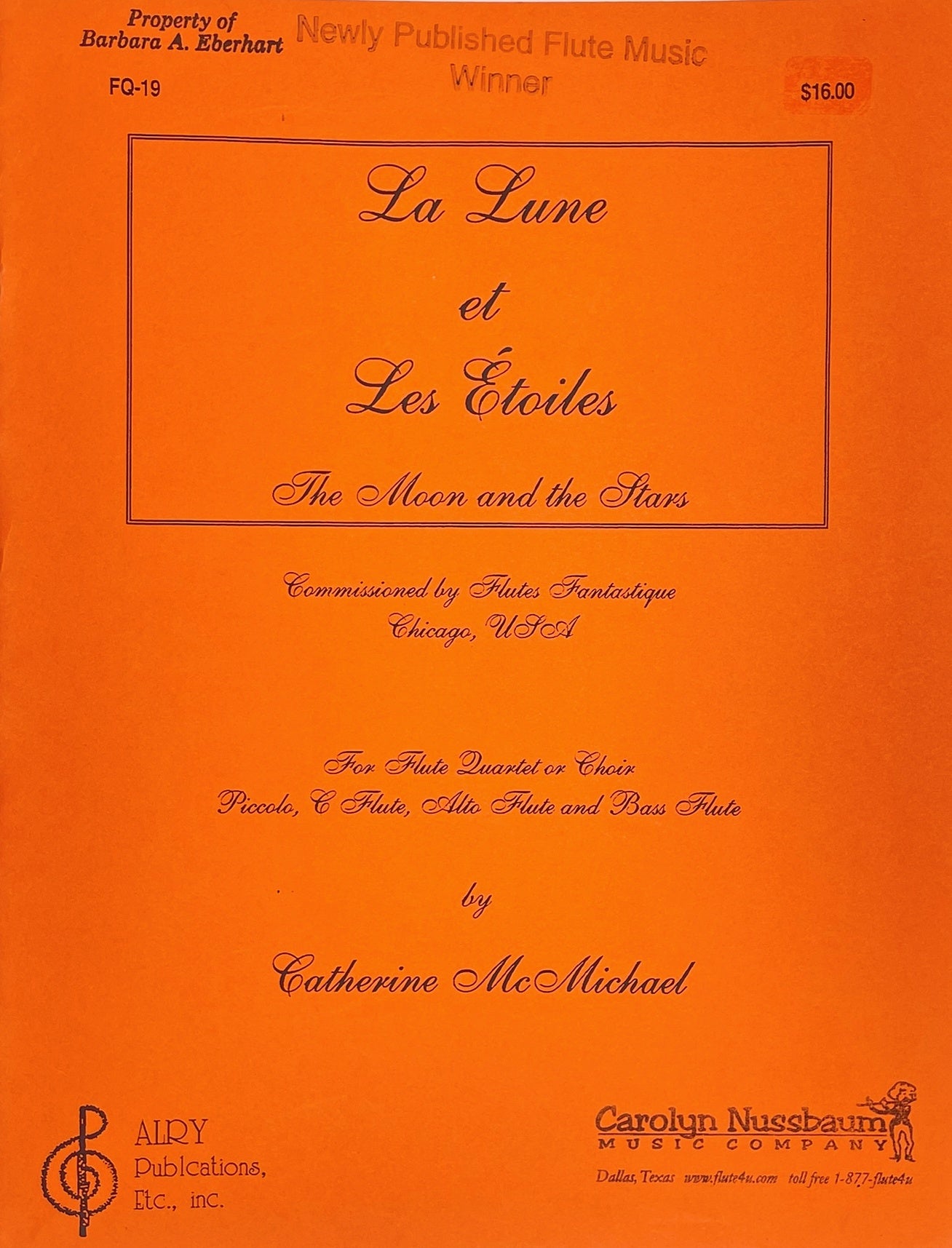 La Lune et Les Etoiles for Flute Quartet by Catherine McMichael