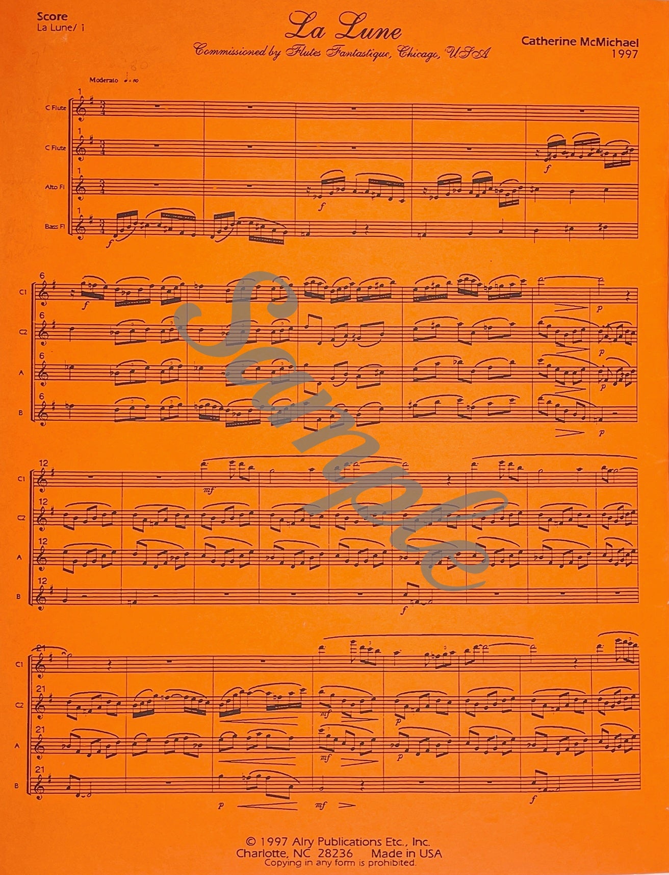 La Lune et Les Etoiles for Flute Quartet by Catherine McMichael