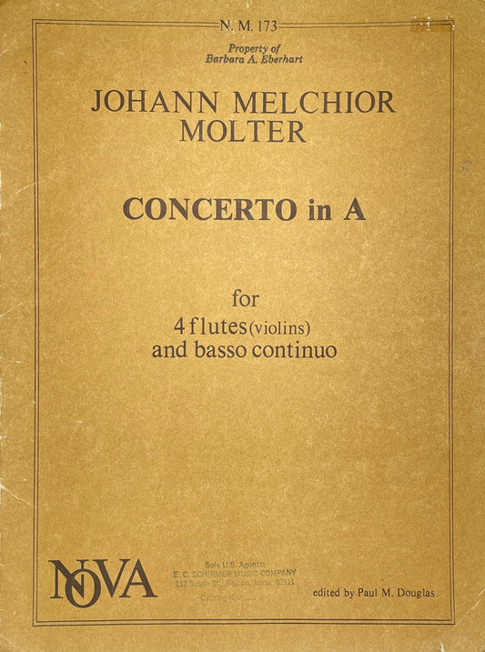 Concerto in A for Flute Quartet and Basso Continuo by Johann Melchior Molter