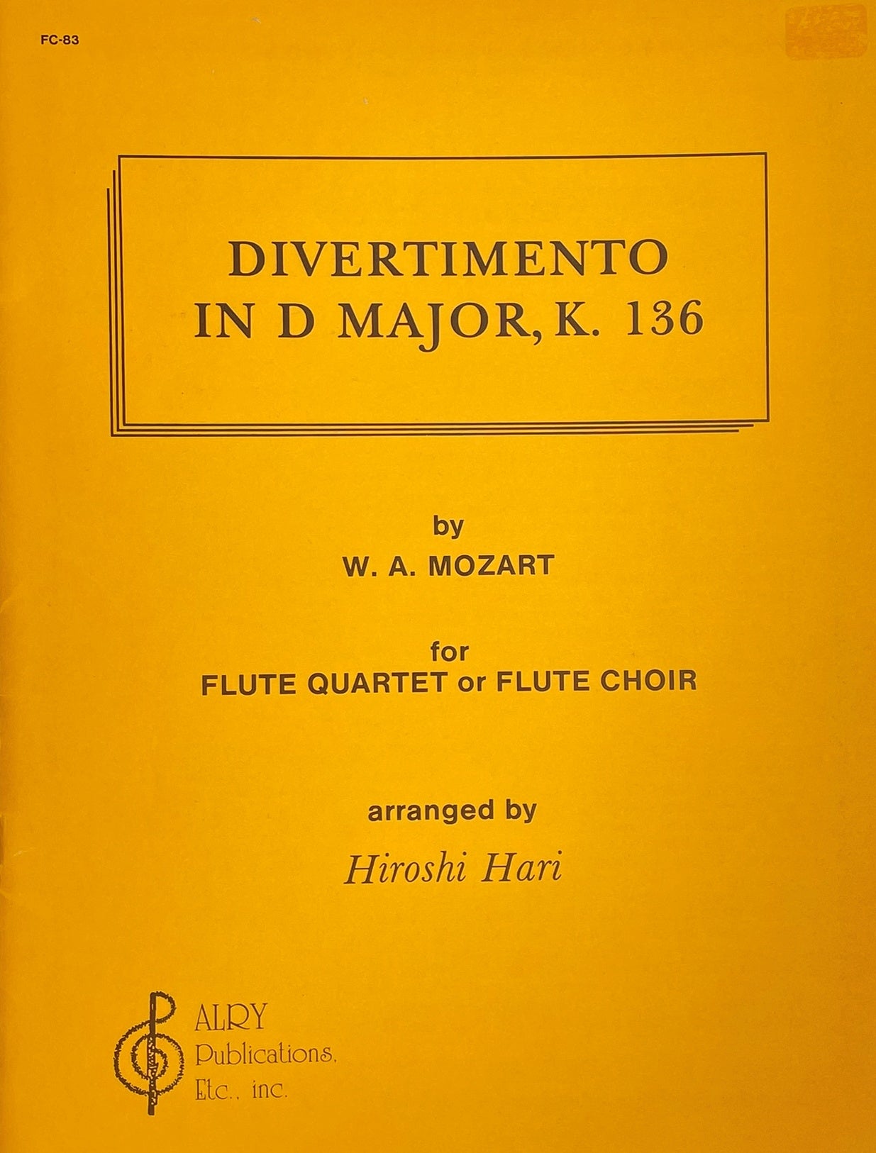 Divertimento in D Major, K. 136 Flute Quartet by W.A. Mozart