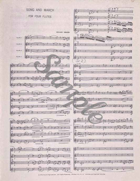 Song and March Flute Quartet by William Presser