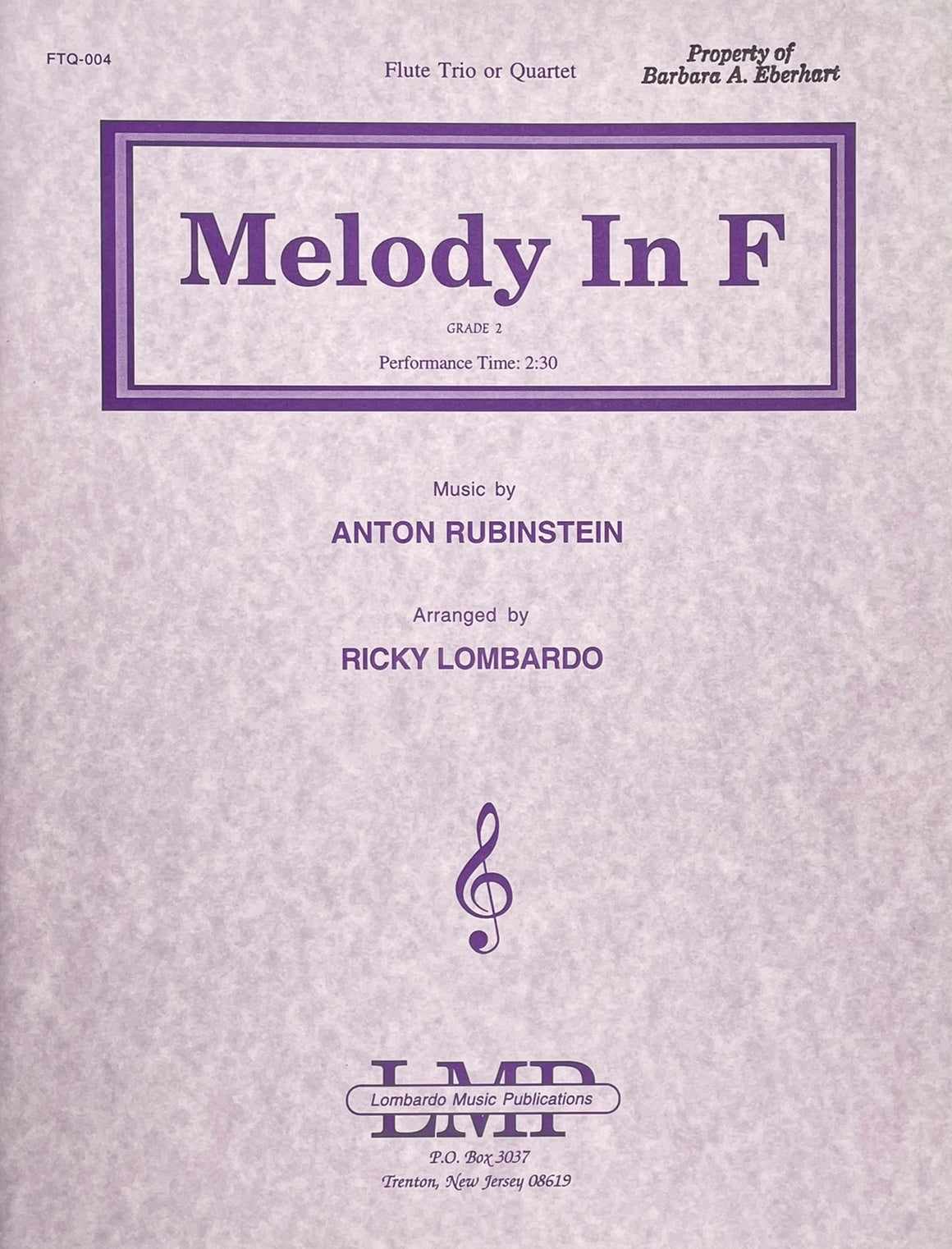 Melody in F Flute Trio or Quartet by Anton Rubinstein
