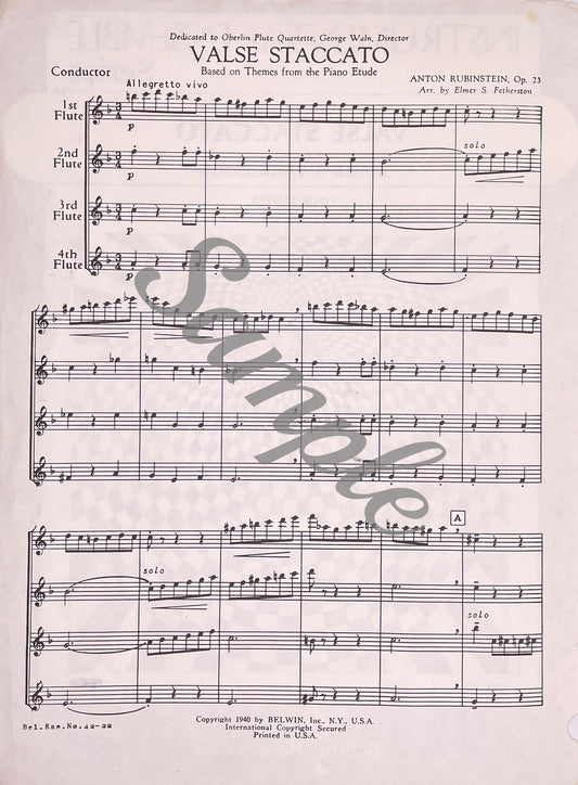 Valse Staccato Flute Quartet by Anton Rubinstein