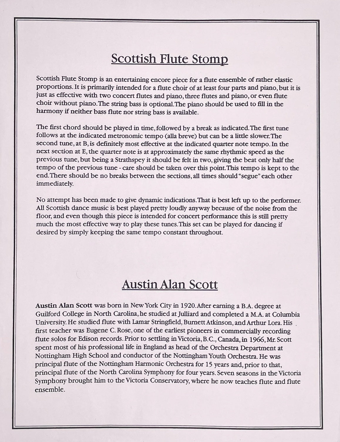 Scottish Flute Stomp by Austin Alan Scott
