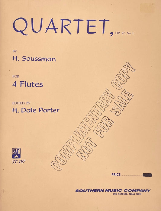 Quartet, Op. 27, No. 1 for Flute Quartet by H. Soussman