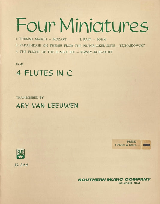Four Miniatures for Flute Quartet transcribed by Ary Van Leeuwen