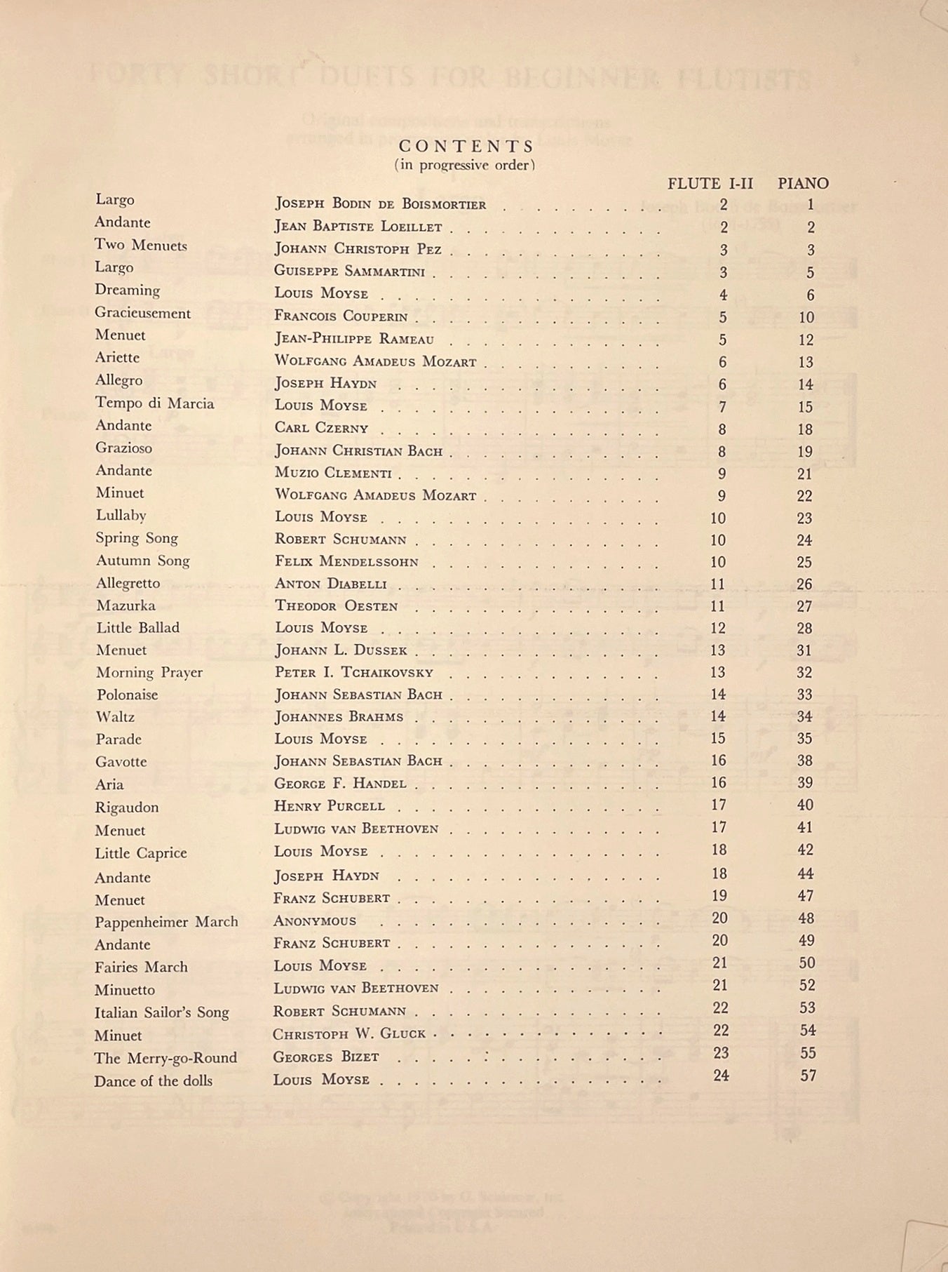 Forty Short Duets for Beginner Flutists by Louis Moyse