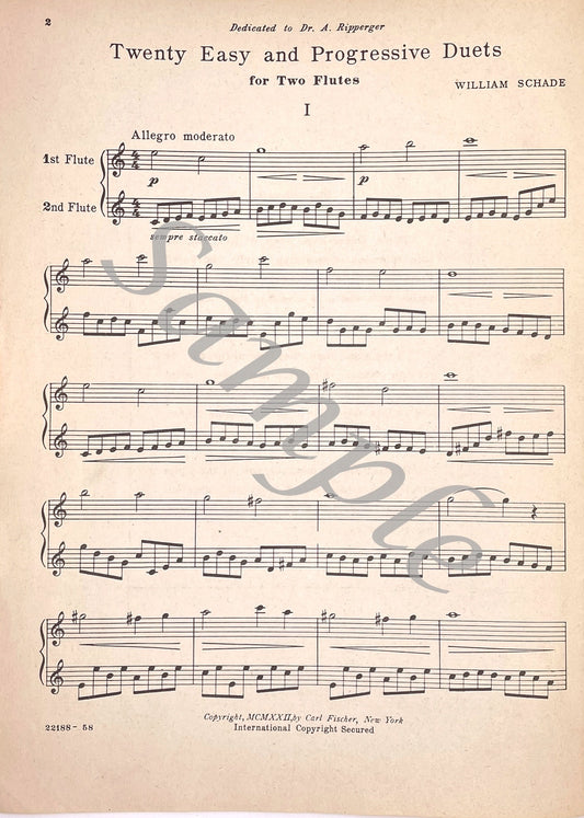 Twenty Easy and Progressive Duets for Two Flutes by William Schade