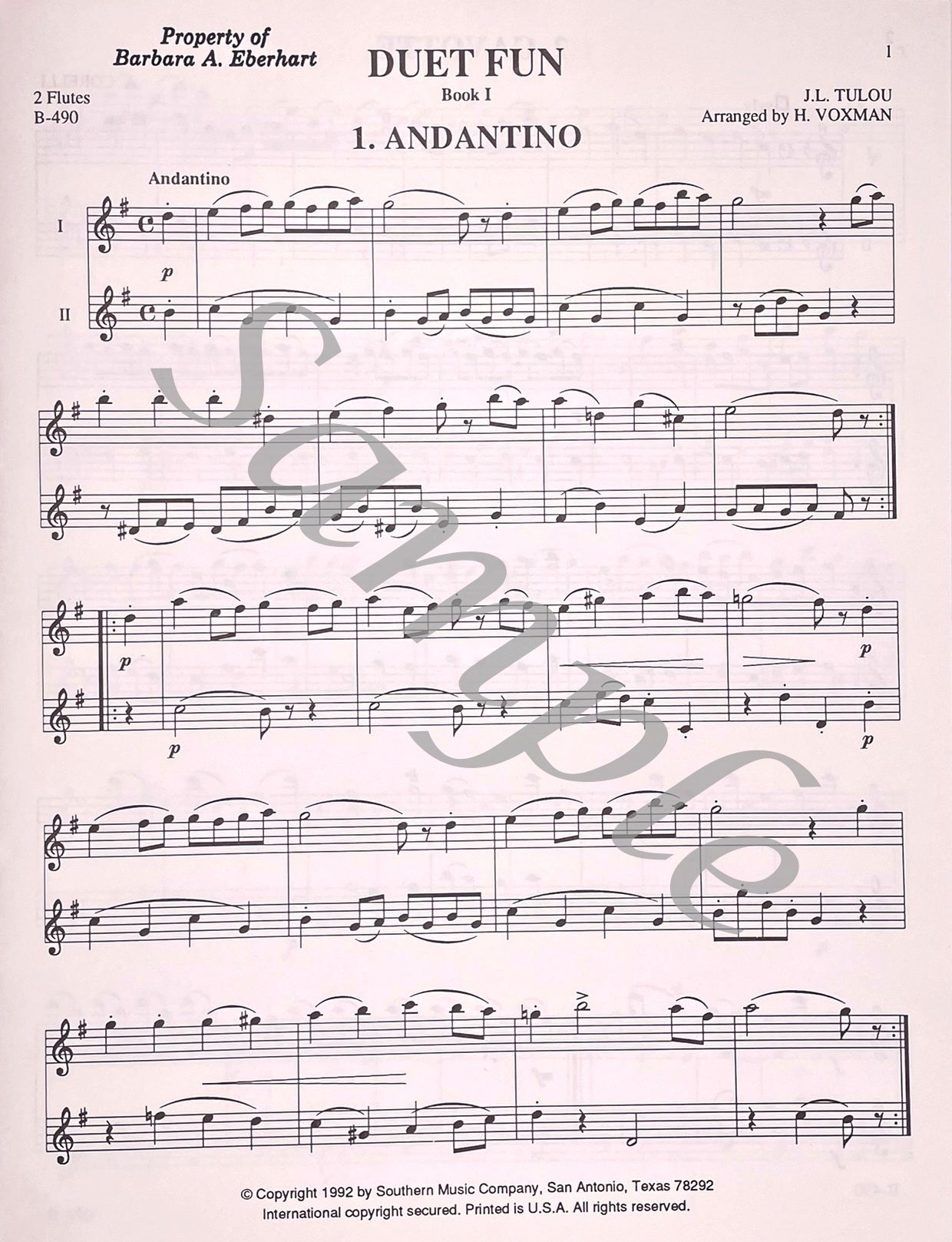 Duet Fun for Two Flutes Book 1  by Himie Voxman