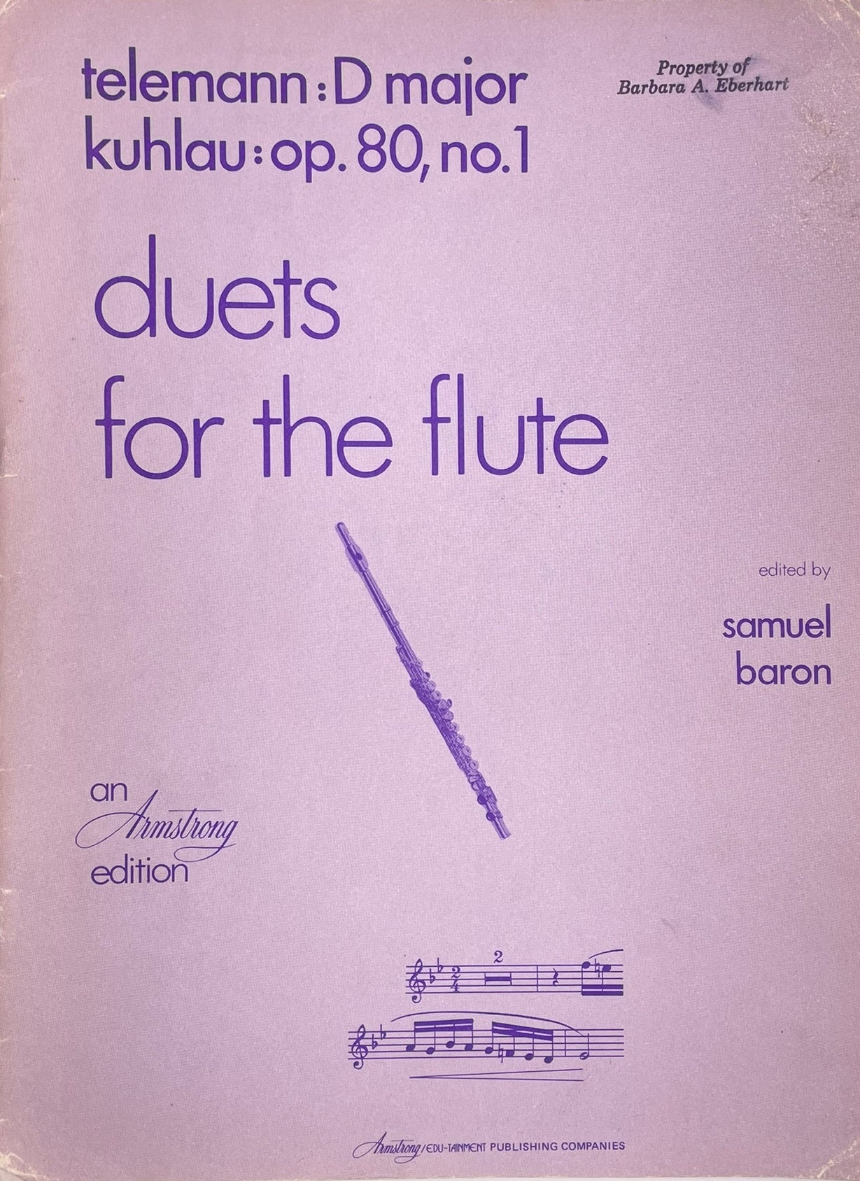 Duets for the Flute by Telemann & by Kuhlau edited by S. Baron
