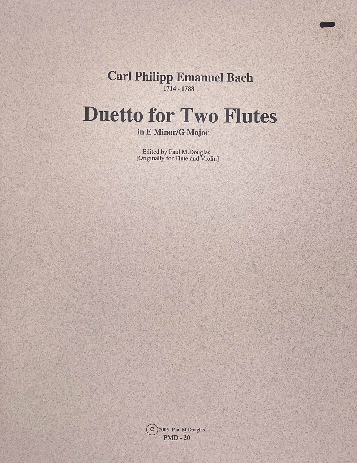 Duetto for Two Flutes in E Minor/G Major by C.P.E. Bach