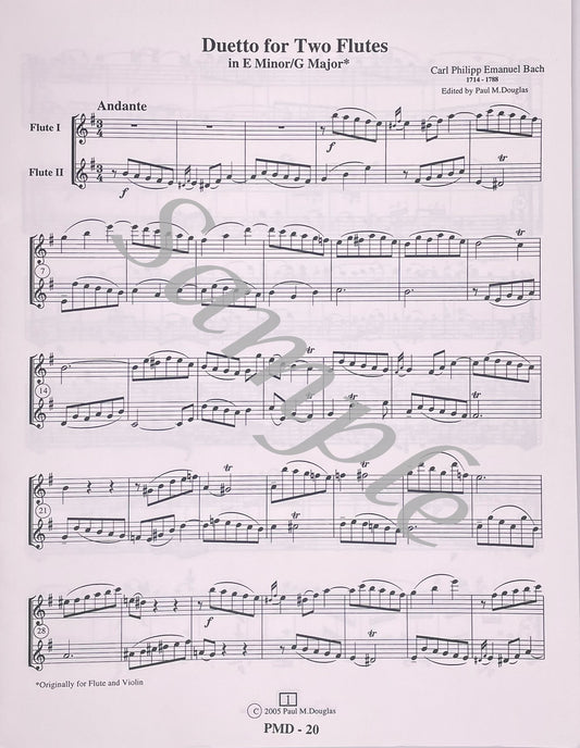 Duetto for Two Flutes in E Minor/G Major by C.P.E. Bach