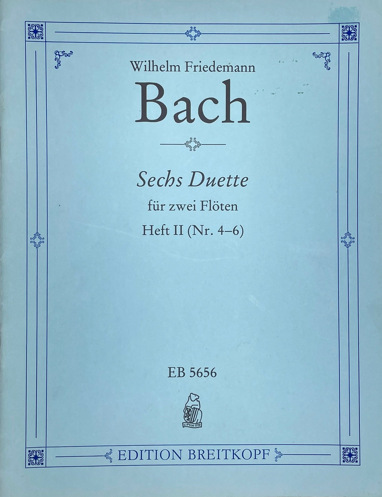 Six Duets for Two Flutes Vol. 2 by W.F. Bach
