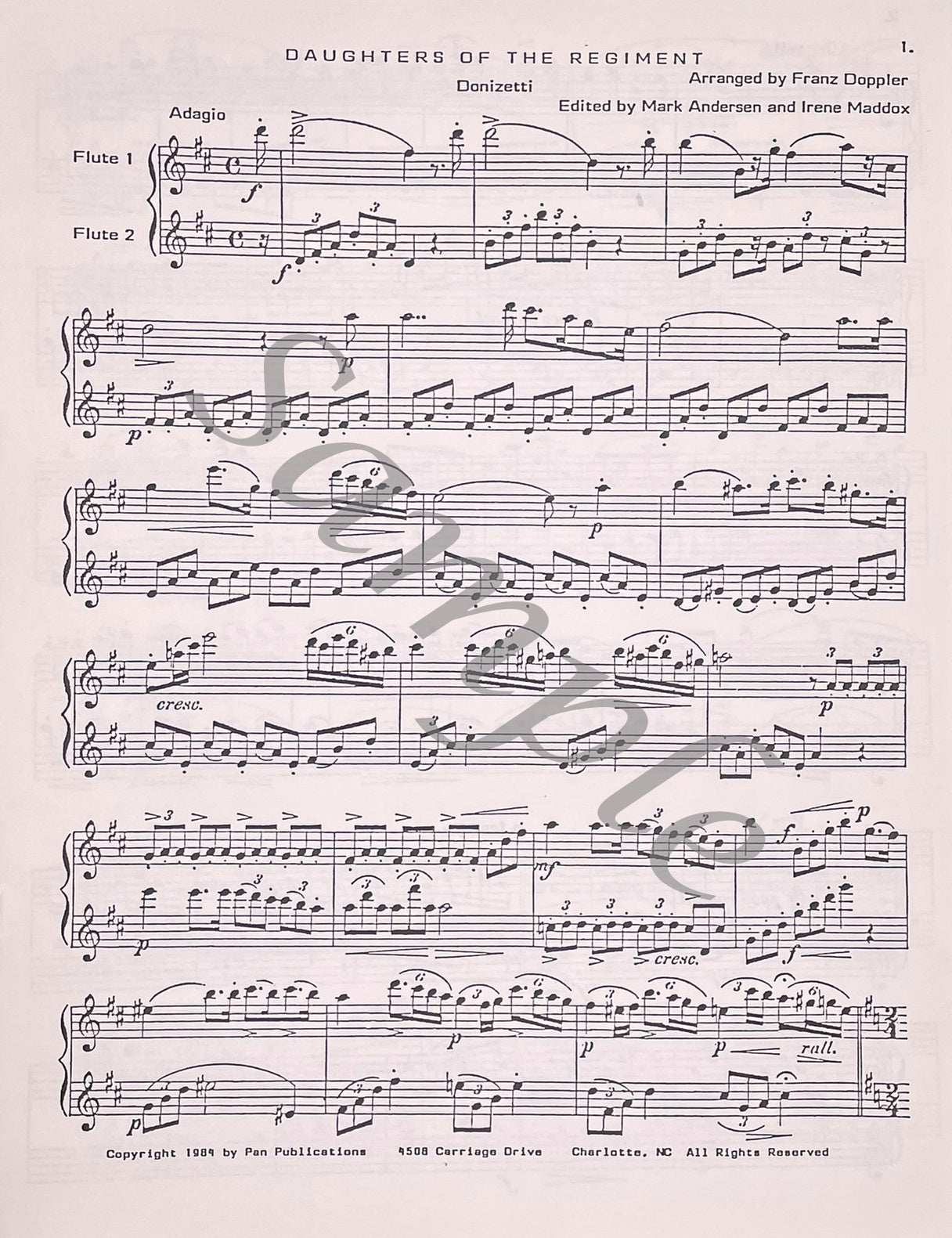 Potpourris from Favorite Operas Vol. 1 "Daughters of the Regiment" (Donizetti) by Franz Doppler