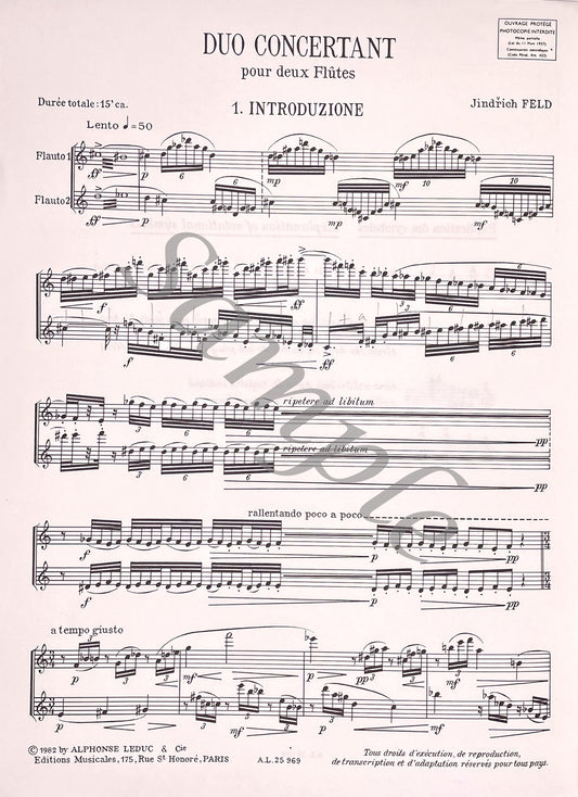 Duo Concertant for Two Flutes by Jindrich Feld