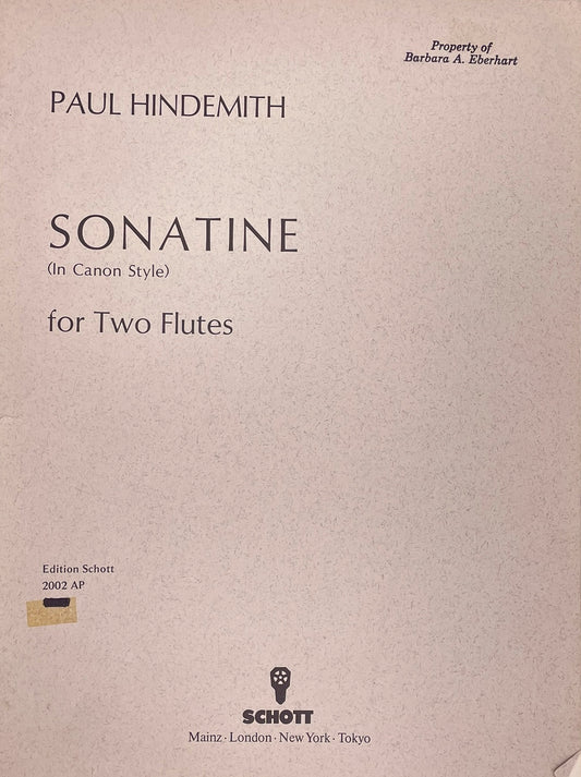 Sonatine for Two Flutes by Paul Hindemith