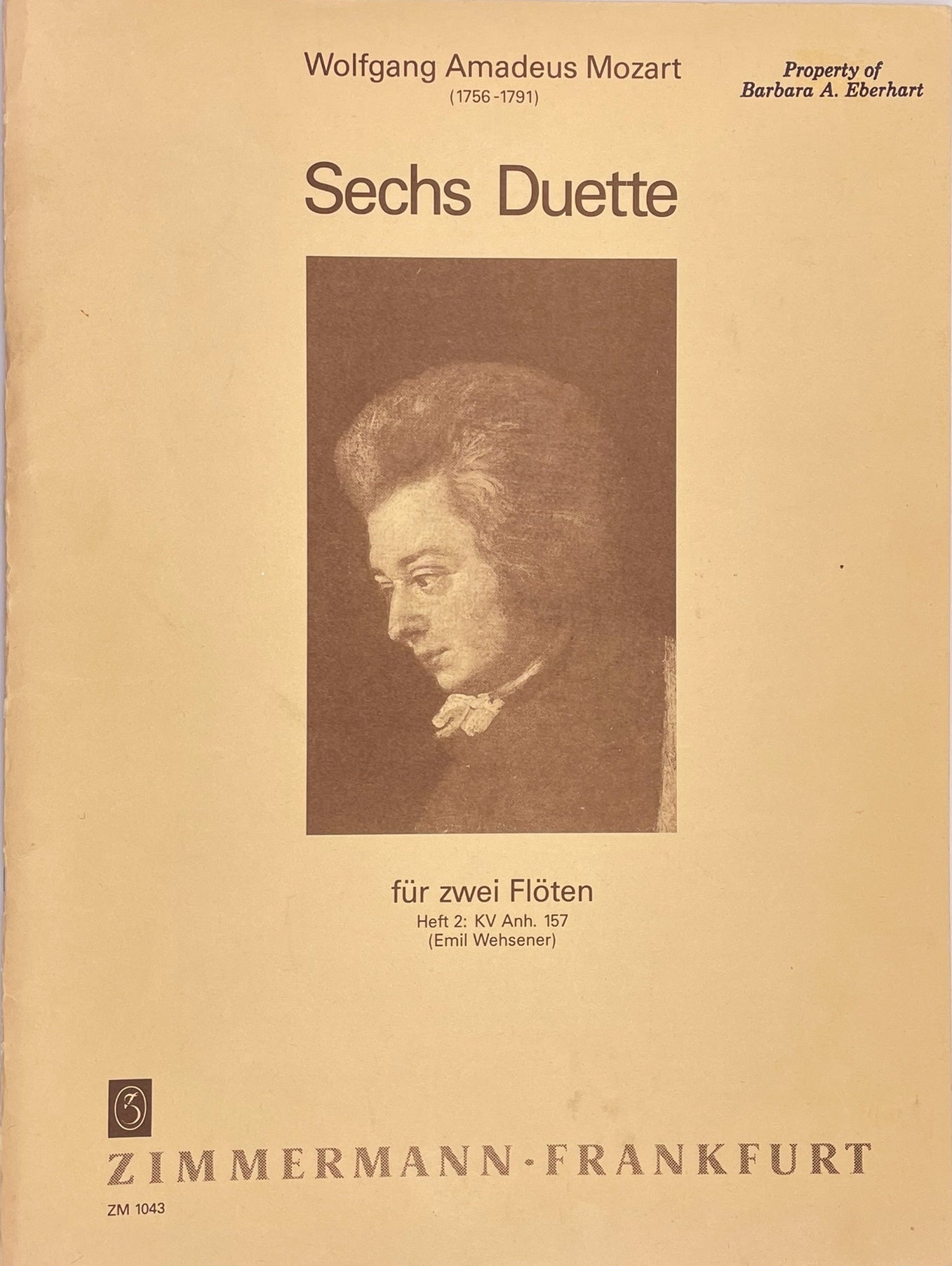 Six Duets for Two Flutes, Op 75 by W.A. Mozart