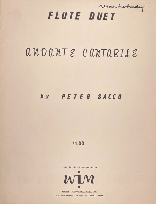 Andante Cantabile Flute Duet by Peter Sacco
