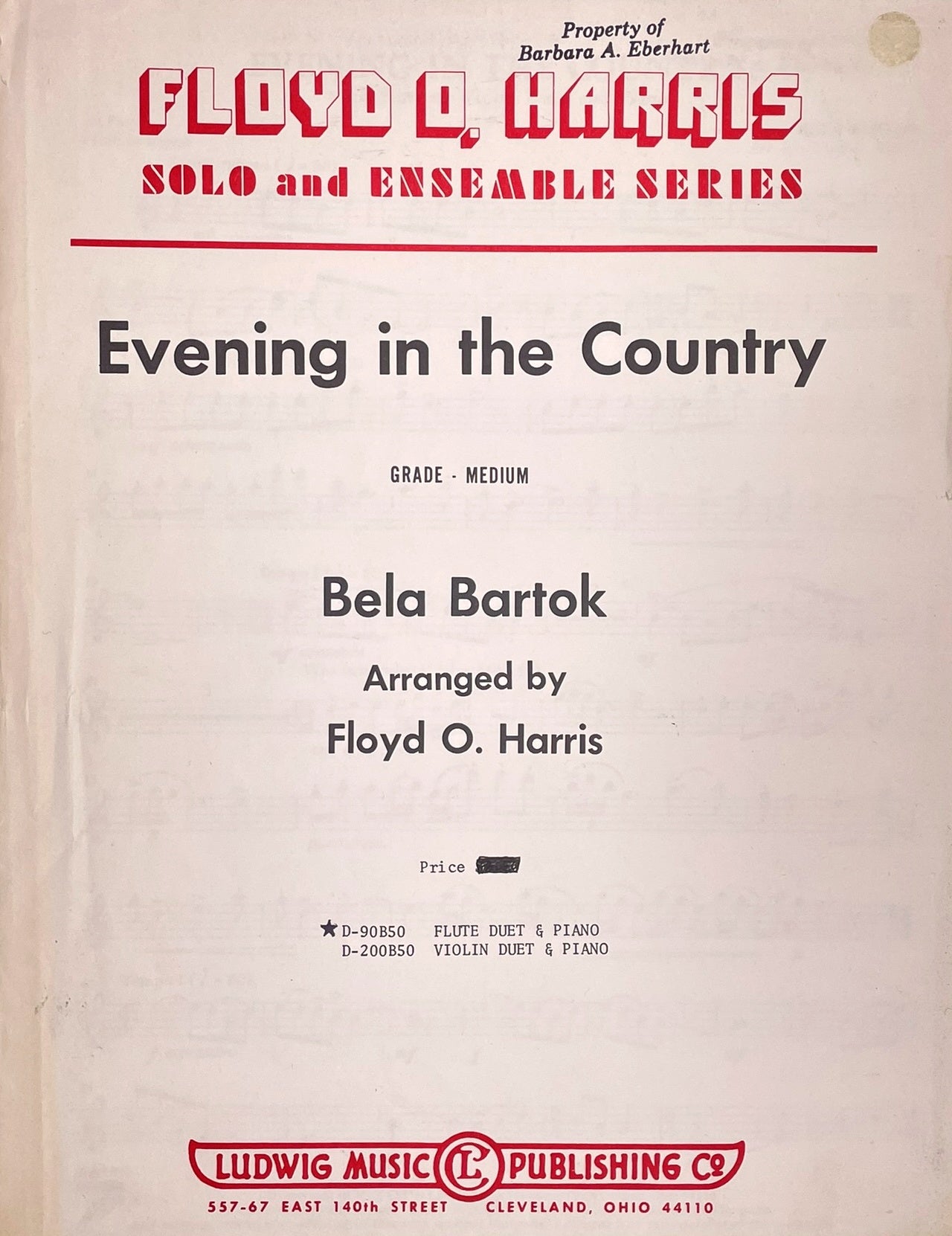 Evening in the Country Flute Duet & Piano by Bela Bartok