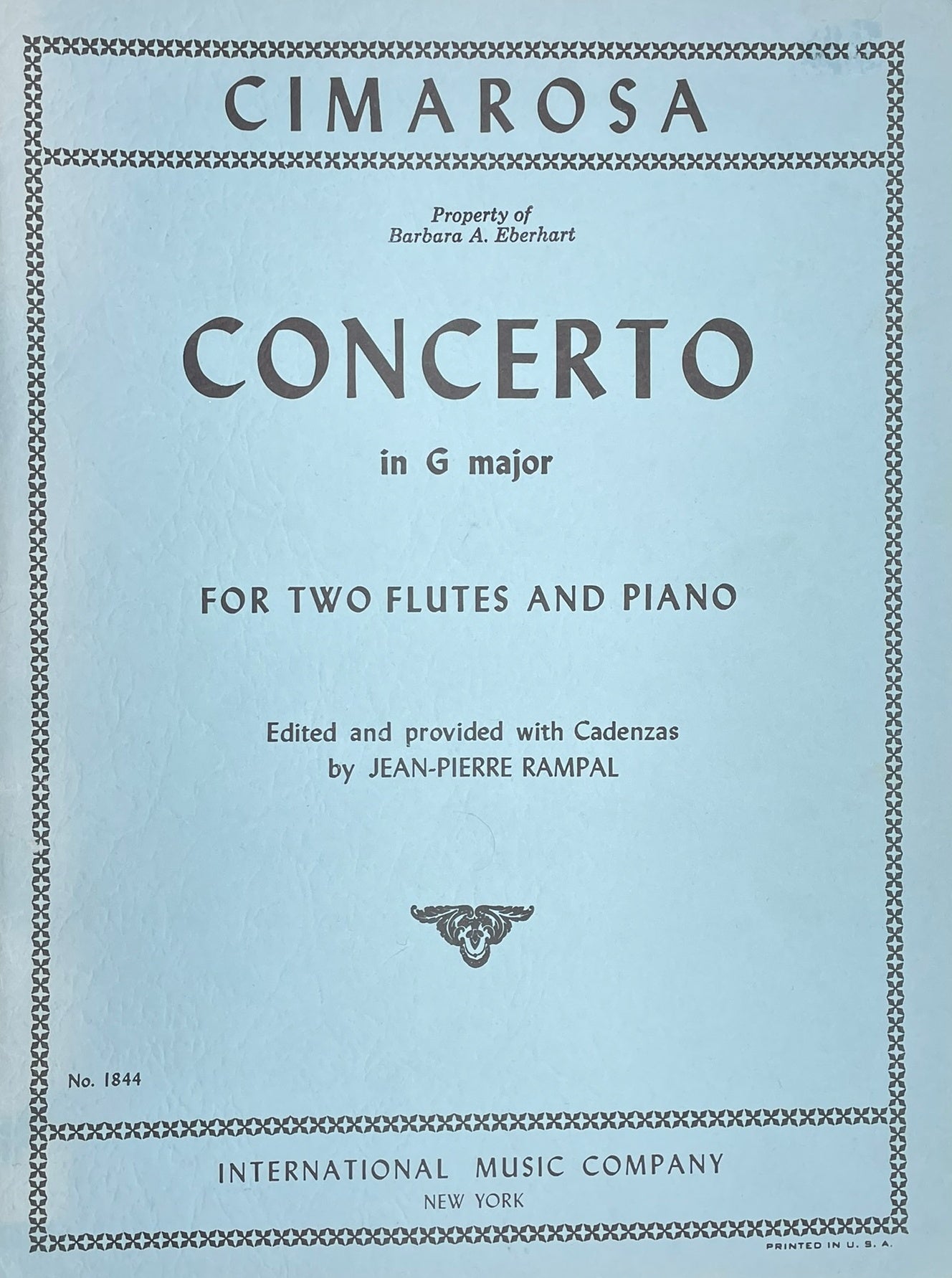 Concerto in G Major for Two Flutes & Piano by D. Cimarosa