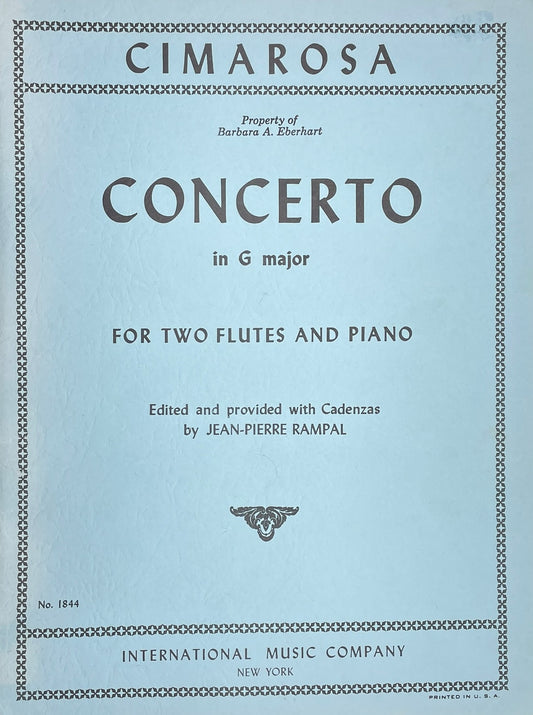 Concerto in G Major for Two Flutes & Piano by D. Cimarosa