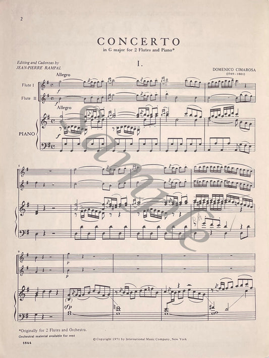 Concerto in G Major for Two Flutes & Piano by D. Cimarosa