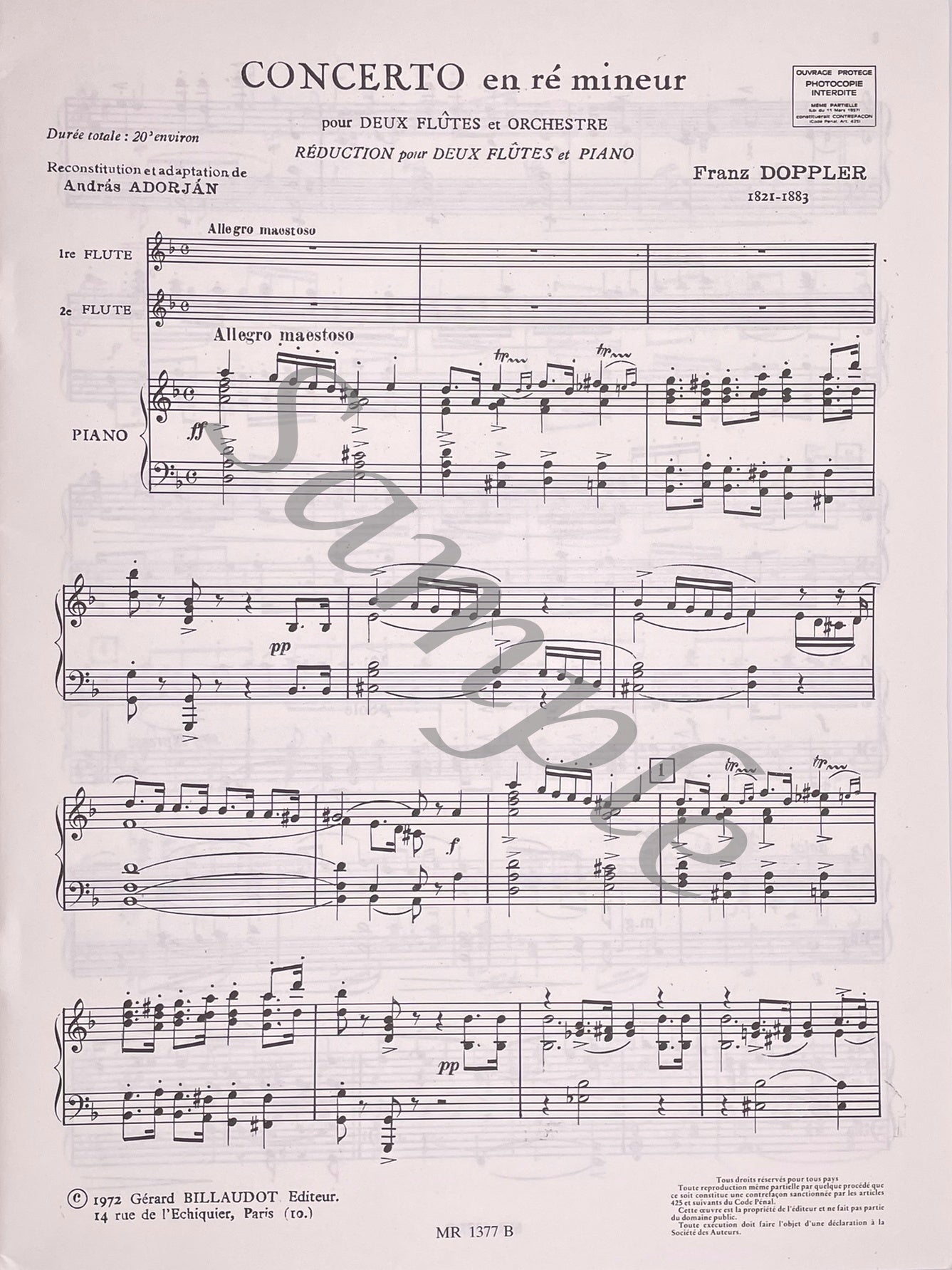 Concerto in D Minor for Two Flutes and Piano by Franz Doppler