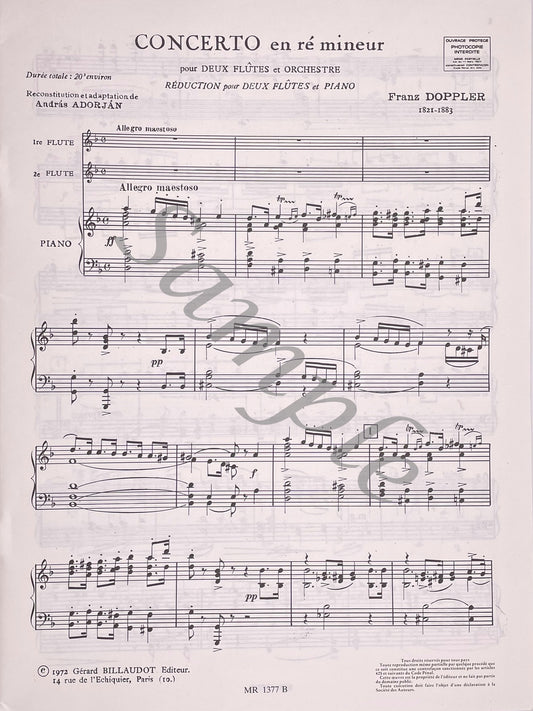 Concerto in D Minor for Two Flutes and Piano by Franz Doppler