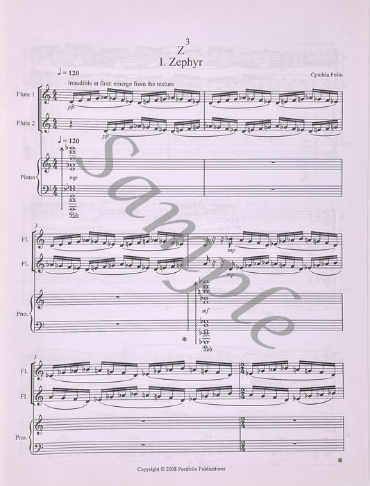 Z3 for Two Flutes & Piano by Cynthia Folio