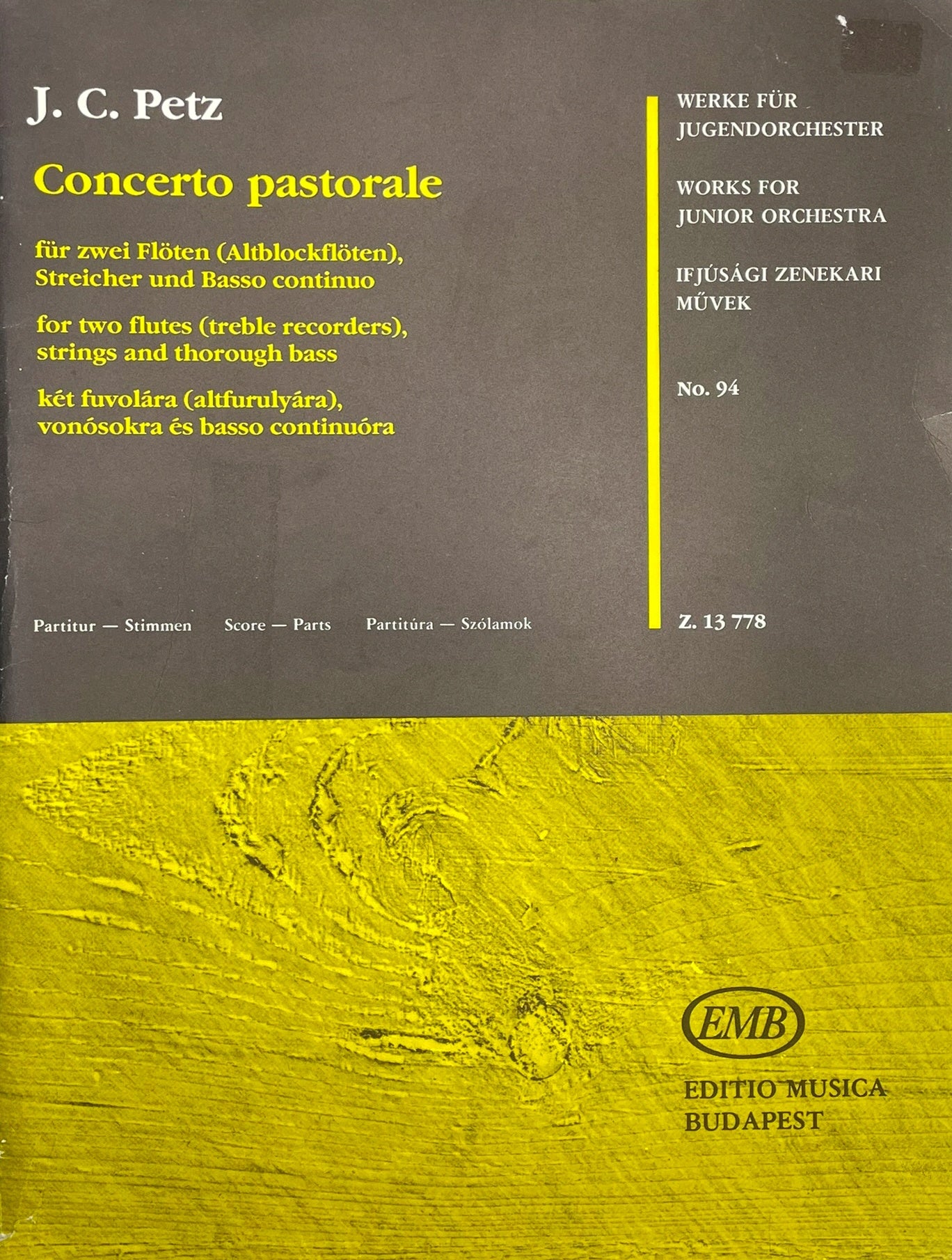 Concerto Pastorale for Two Flutes & String Orchestra by J.C. Petz