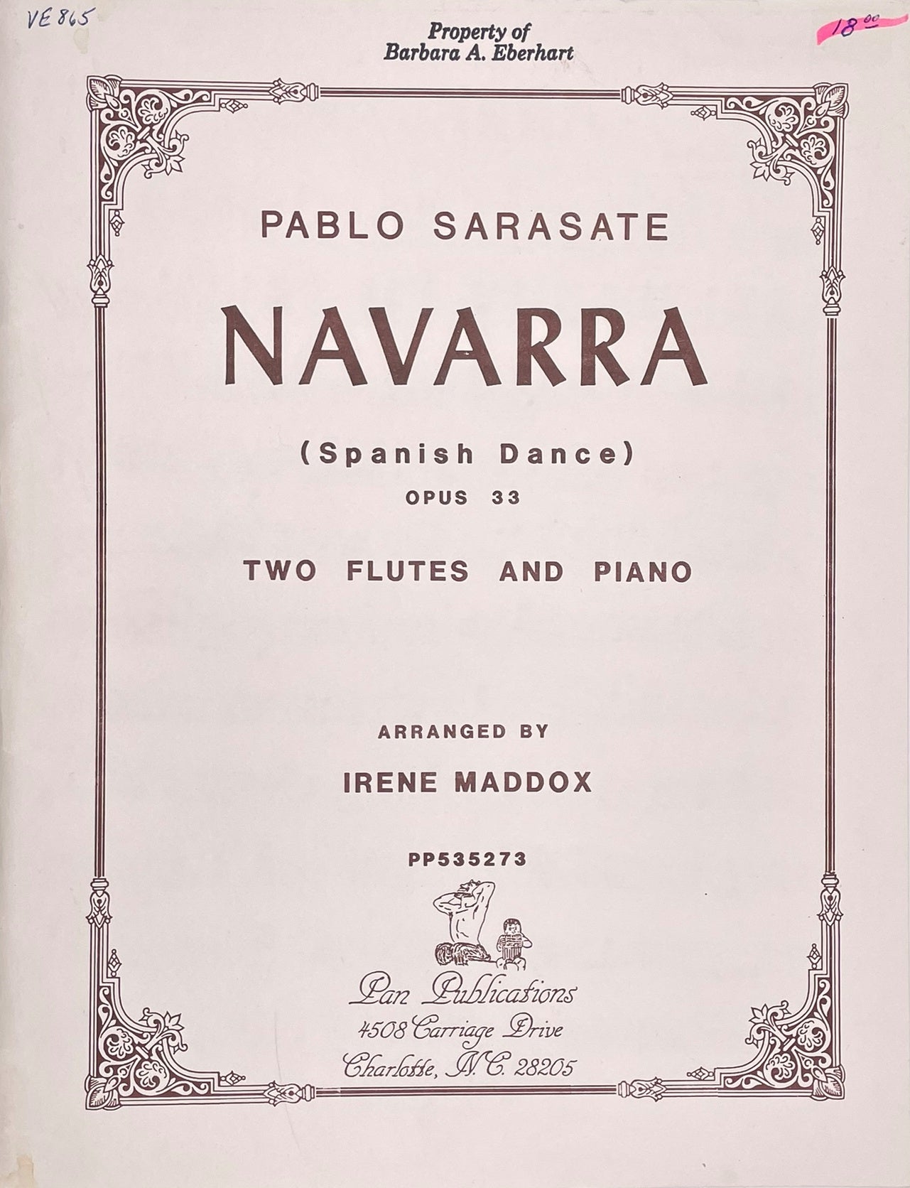 Navarra for Two Flutes and Piano Op. 33 by Pablo Sarasate