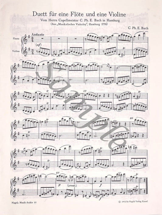 Two Duets for Flute and Violin by CPE Bach