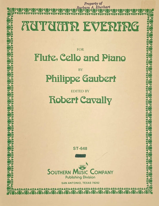 Autumn Evening for Flute, Cello and piano by Philippe Gaubert