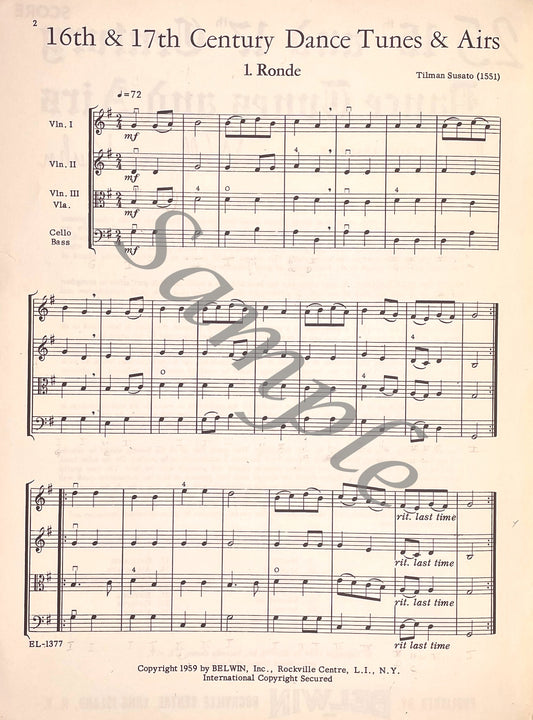 25 16th and 17th Century Dance Tunes and Airs for String Ensemble