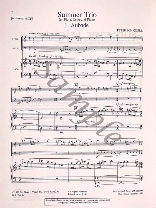 Summer Trio for Flute, Cello and Piano by Peter Schickele