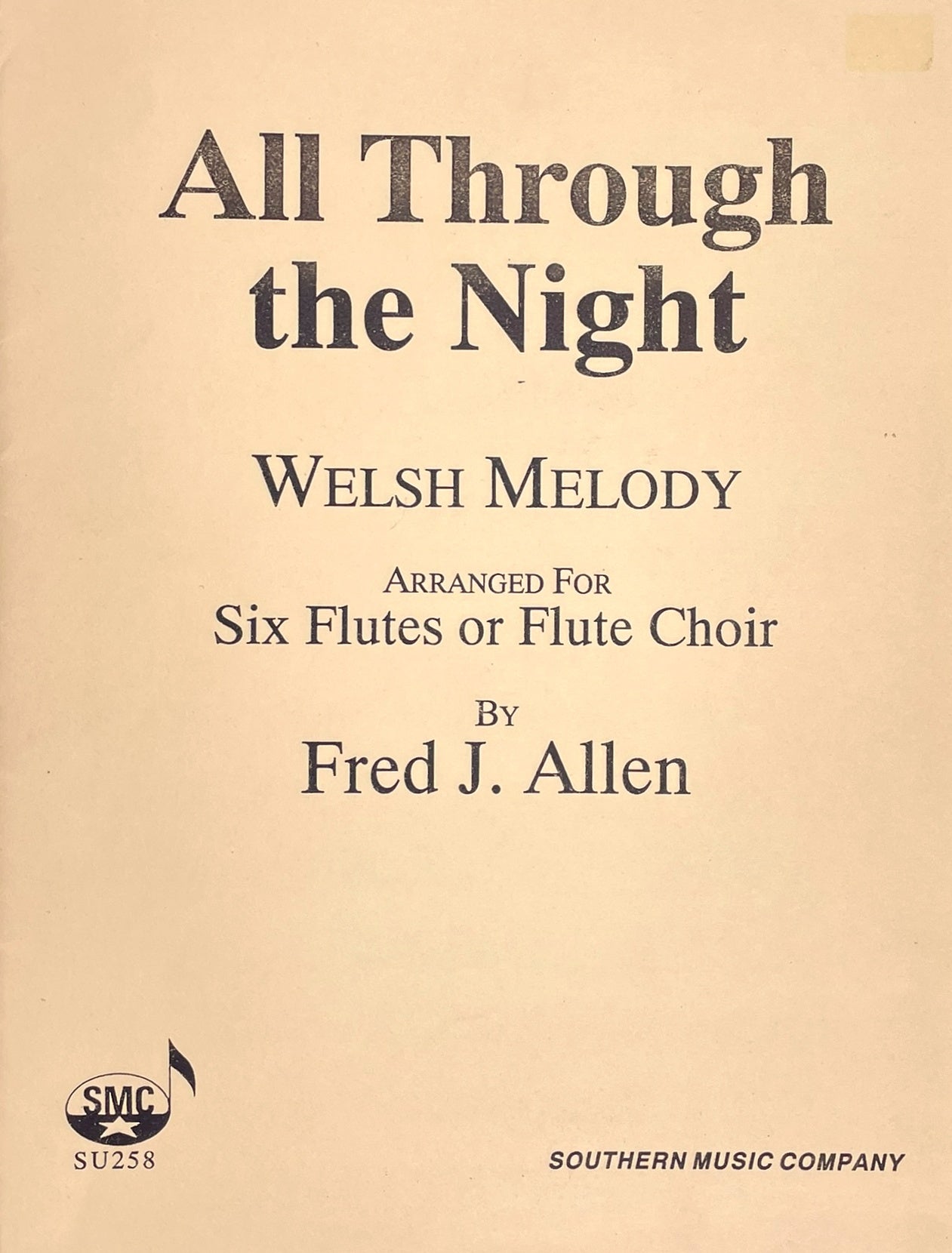 All Through the Night Welsh Melody for Flute Choir arranged by Fred J. Allen