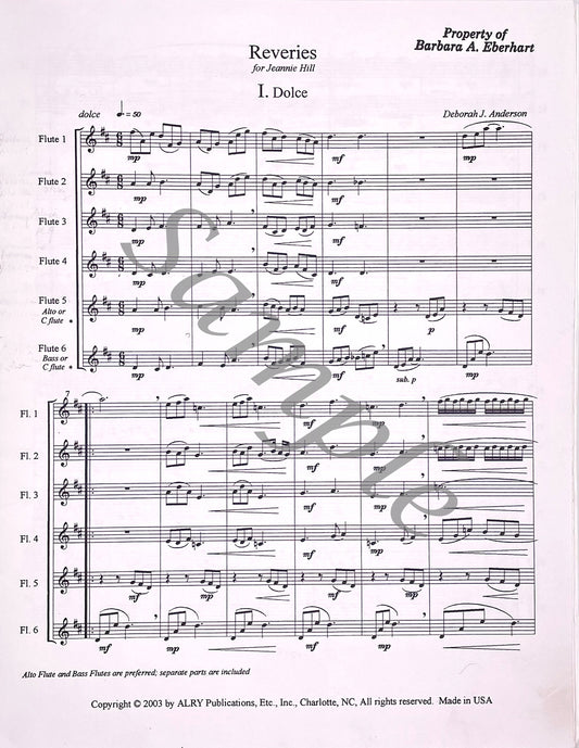 Reveries for Flute Choir by Deborah Anderson