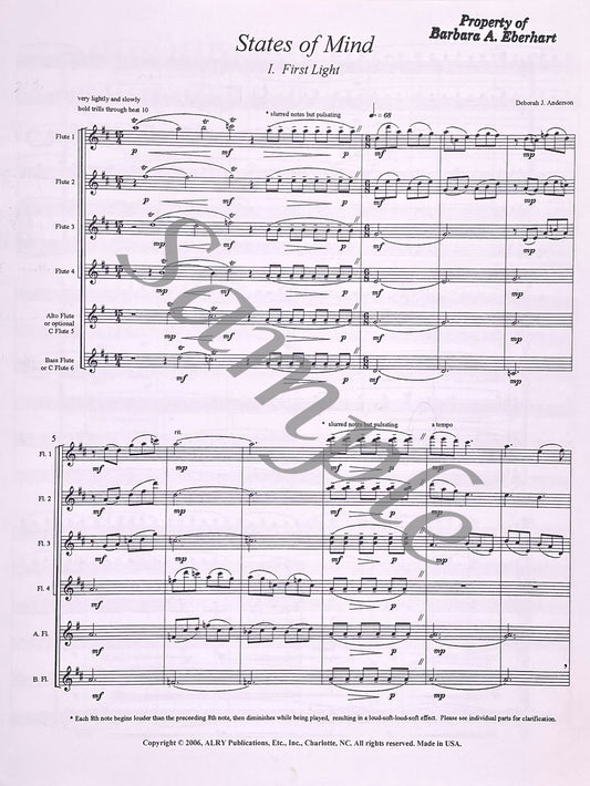 States of Mind for Flute Choir by Deborah Anderson